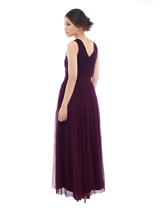 Vera Maxi Tulle Dress in Imperial Purple